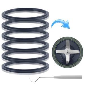 lot 4039 image: Replacement Gaskets with Lip, 6-Pack Compatible with NutriBullet Pro 900W Extractor Blender, Replacement Rubber Seal Rings