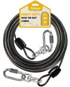 lot 4041 image: Petbobi Heavy Duty Dog Tie Out Cable, 20ft for Large Dogs Up to 300Lbs