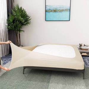 lot 4042 image: ALYVIA SPRING King Box Spring Cover Jersey Knit Stretchy, Beige