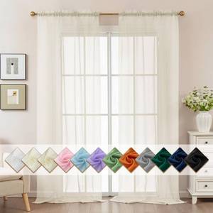 lot 4043 image: ABLUEN Natural Sheer Curtains 96 Inches Long Rod Pocket