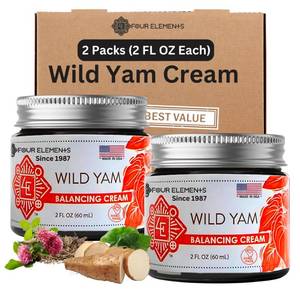 lot 4045 image: Four Elements Wild Yam Balancing Cream 2x2oz  Organic Yam Root for Women