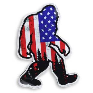 lot 4062 image: Patriotic Bigfoot Acrylic Fridge Magnet, American Flag Design, Unique Sasquatch Silhouette, 3x2.5 Inches