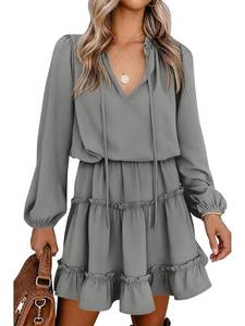 lot 4074 image: BTFBM Long Sleeve Dress for Women Fall 2026,Long Sleeve Grey,M