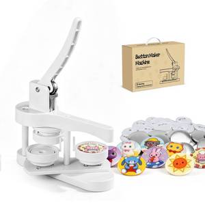 lot 4081 image: Button Maker Machine 58mm, Easy DIY Pin Maker Machine, No Setup Button Maker for 3mm Macrame Cord, 3mm x 220 Yards Cotton Macrame Cord Kit