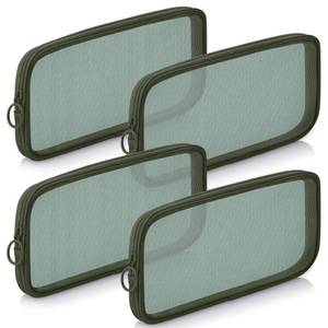 lot 4083 image: Weewooday 4 Pcs Mesh Pouch Medium, Olive Green Zipper Bag