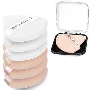lot 4095 image: CUPID CARE 6 Pcs Triangle Powder Puff with 2 Travel Cases, Setting Powder Puffs for Face Powder and Foundation, Velour Makeup Puff for Loose Powder Body Powder, Skin-Friendly, Beauty Makeup Tools