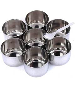 lot 4106 image: Tanish Trading Stainless Steel Spice Box, 7 Compartments, with Measuring Spoons, Silver,Masala Spice Box,Masala Dabba