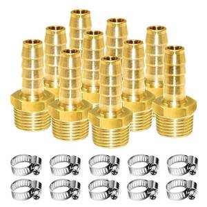 lot 4111 image: Joywayus Brass Hose Barb Fitting 14 Barb x 14 Male NPT Water Fuel Air Adapters(Pack of 10)