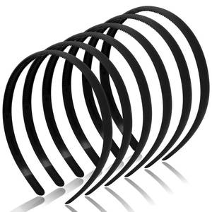 lot 4117 image: TOBATOBA Thin Plastic Hair Accessories - 6 Skinny Black Headbands with Teeth for Girls, Women, Toddlers, Hair Bands, Halloween DIY (12 mm)