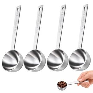lot 4119 image: 4 Pcs Stainless Steel Coffee Measuring Spoons Scoops 15ml (1 Tablesoon) Coffee Scoop Set for Ground Coffee, Tea, Sugar and Baking