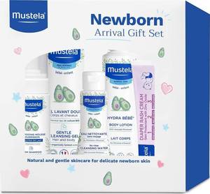 lot 5165 image: Mustela Newborn Arrival Gift Set - Baby Skincare & Bath Time Essentials - Natural & Plant Based - 4 Items Set (MISSING BODY WASH)