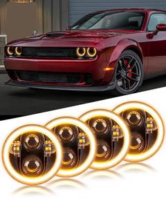 lot 5169 image: BraveWAY 5.75 5 34 inch LED Headlights, Sealed Beam Headlamps H5006 with Hi-Lo Beam Halo Ring DRL Turn Signal for Muscle CarsTrucksPickupPony Cars