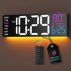 lot 5176 image: EASYERA 16.5 Large Digital Wall Clock with Low-Glare Display, 10 RGB Modes