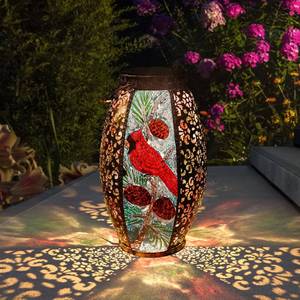 lot 5179 image: Solar Lanterns Outdoor Hanging Light Cardinal LED Glass Light Waterproof