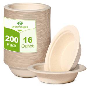 lot 5189 image: greensight 16oz Paper Bowls Bulk 200 Pack Disposable Heavy Duty Compostable
