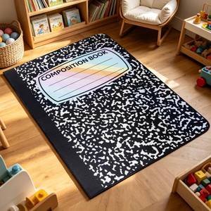 lot 5194 image: Lettry Composition Notebook Classroom Rug, 4�3 FT Educational Area Rug for Room Seating D�cor, Large Back to School Composition Book Play Rug Educational Learning Mat for Classroom Learning Corner