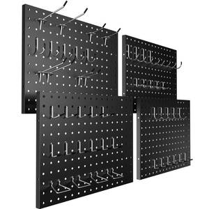 lot 5196 image: 7S garage Heavy Duty Peg Board, 4 Pack Metal Pegboard Panels with 50 Hooks