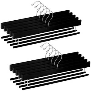lot 5197 image: Chunful 10 Pack Wooden Velvet Pants Hangers,Black