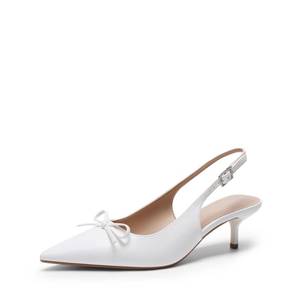 lot 5210 image: DREAM PAIRS Women Slingback Kitten Pointed Toe Pumps,White,9