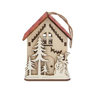 lot 5221 image: Christmas Wooden Illuminated Cabin Christmas Tree Window Hotel Decorations