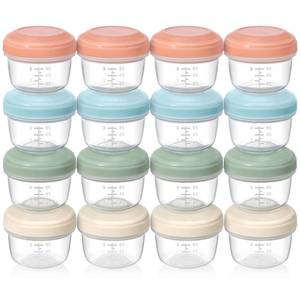lot 5227 image: VITEVER 16 Pack 4 oz Small Containers with Lids, Reusable Plastic Jars for Snack and Puree, Salad Dressing Container to Go, Deli Containers, Freezer Baby Food Containers, Dishwasher Safe, BPA Free