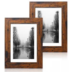 lot 6409 image: iRahmen 5x7 Picture Frame Set of 2 with High Definition Glass, Wood Photo Frame Display Pictures 4x6 with Mat or 5 x 7 without Mat for Table top and Wall Mounting