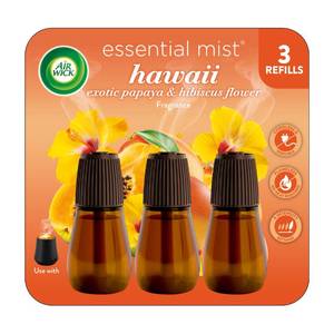 lot 6415 image: Air Wick Essential Mist Refill Hawaii Exotic Papaya & Hibiscus Flower 2ct (ONE MISSING)