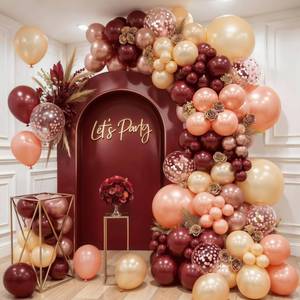 lot 6426 image: Burgundy Rose Gold Balloon Garland Arch Kit, Pearl Maroon Champagne Rose Gold Confetti Balloons for Girls Birthday Bachelorette Wedding Bridal Shower Party Anniversary Decoration