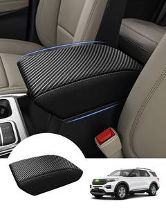 lot 6433 image: Autorder Center Console Cover for Ford Explorer 2020-2026 Accessories Armrest Cover Carbon Fiber Anti-Scratch Middle Console Pad Leather Armrest Protector