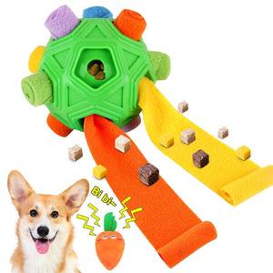 lot 6445 image: Dog Snuffle Ball-Interactive Puzzle Dog Toys Encourage Natural Foraging Skills Slow Feeder for Training and Stress Relief, Cloth Strip Hiding Food Dog Toys with Squeaky Carrot Toy for Any Size