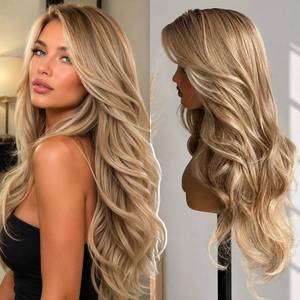 lot 6465 image: KOME Dirty Blonde Layered 13x4 Synthetic Lace Front Wig for Women 26IN