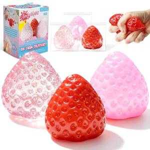 lot 6470 image: 3Pcs Big Taba Squishies Strawberry, Cute Strawberry Squeeze Toys