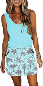 lot 6483 image: Womens Summer Striped Dresses T Shirt Sundress Drawstring Waist with Pocket (size L)