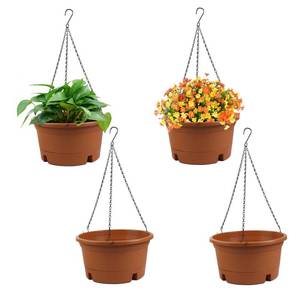 lot 7041 image: 4 Pack 10 Inch Hanging Planters for Indoor Plants with Tray & 15.7 Chain
