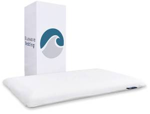 lot 7042 image: Bluewave Bedding Extra Slim Gel Memory Foam Pillow for Stomach and Back Sleepers - Thin, Flat, and Low Profile Design for Deeper Sleep (1.75-Inches Height, Standard Size)