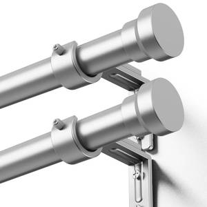 lot 7043 image: YaFex Curtain Rods 2 Pack 32-84 Inch, Heavy Duty 1 Inch Curtain Rod, Silver Long Adjustable Window Treatment Rods, Modern Design, Easy Installation