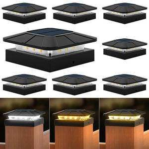 lot 7063 image: Flaow 4x4 Solar Fence Post Cap Lights Outdoor Waterproof, 8 Pack, Black