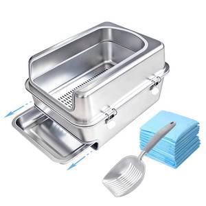 lot 7065 image: Sorstrem Pull-Out Sifting Cat Litter Box with Lid for Pine Pellets (17.5 L x 13.6 W x 10 H)