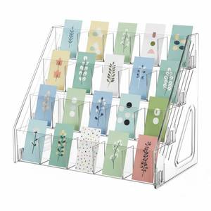 lot 7066 image: GYSLEOT Sticker Display Stand, 4-Tier Acrylic Bookmark Holder Organizer