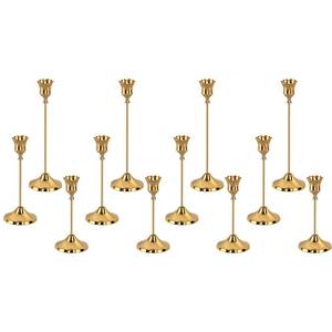 lot 7069 image: Candlestick Holders,12Pcs Gold Taper Candle Stick Holder
