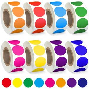 lot 8149 image: Colored Dot Stickers, 8 Color Coding Labels, 34 Round, 4000 Circle Labels