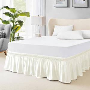 lot 8157 image: FreshCulture Full Bed Skirt, Elastic Wrap Around Bed Skirt Full Bed, Easy Fit with 15-Inch Tailored Drop, Hotel Quality Dust Ruffle for Full Size Bed, Bed Skirt Full Size (Ivory)