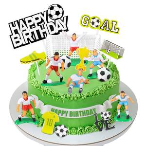 lot 8167 image: 19 PCS Soccer Cake Topper Decorations - Soccer Ball Player Theme Cake Toppers For Football Party Men Boy Kid Birthday Party Supplies