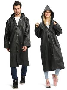 lot 8169 image: Opret Unisex Adult Black EVA Waterproof Rain Poncho Coat with Hood and Long Sleeves