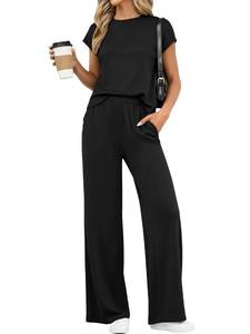 lot 8170 image: PRETTYGARDEN Womens 2 Piece Outfits Casual Lounge Sets(Black,XL)