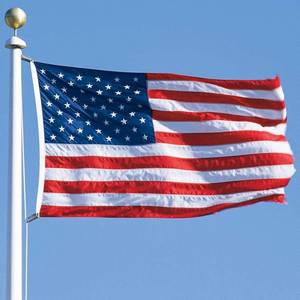 lot 8176 image: American Flag 4x6 FT Embroidered Stars, Sewn Stripes, Brass Grommets USA US Flag Polyester Long Lasting for Outdoor Use