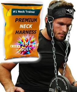 lot 8177 image: Vikingstrength Neck Harness Padded Strength Trainer- Premium Quality for Neck Curls and Training. Head Exerciser for Sports and Fitness, D ring  V-Strength Workout App