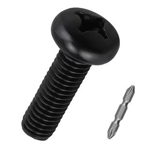 lot 8192 image: 50 Pcs M5-0.8 x 12mm Black Pan Head Machine Screws with Bit, 304 Stainless Steel (18-8), Phillips Drive Round Head Metric Bolts, Rust Resistant Black Finish for Rack Mount & Bicycles