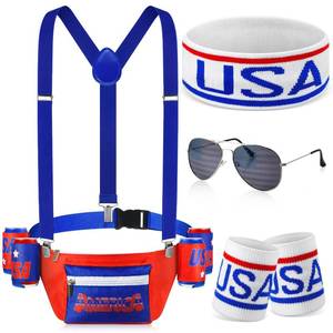 lot 8194 image: Sweetude 4th of July Fanny Pack America Flag Patriotic Outfit Set