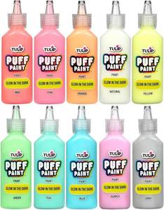 lot 8208 image: TULIP Puff Paint, Glow-in-the-Dark Fabric Paint, 0.75 oz, 10 Pack